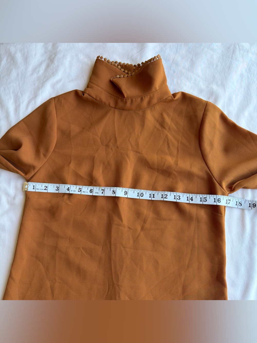 Women's Embroidered Collared Shift Dress - Rust Color - Picture 8 of 10